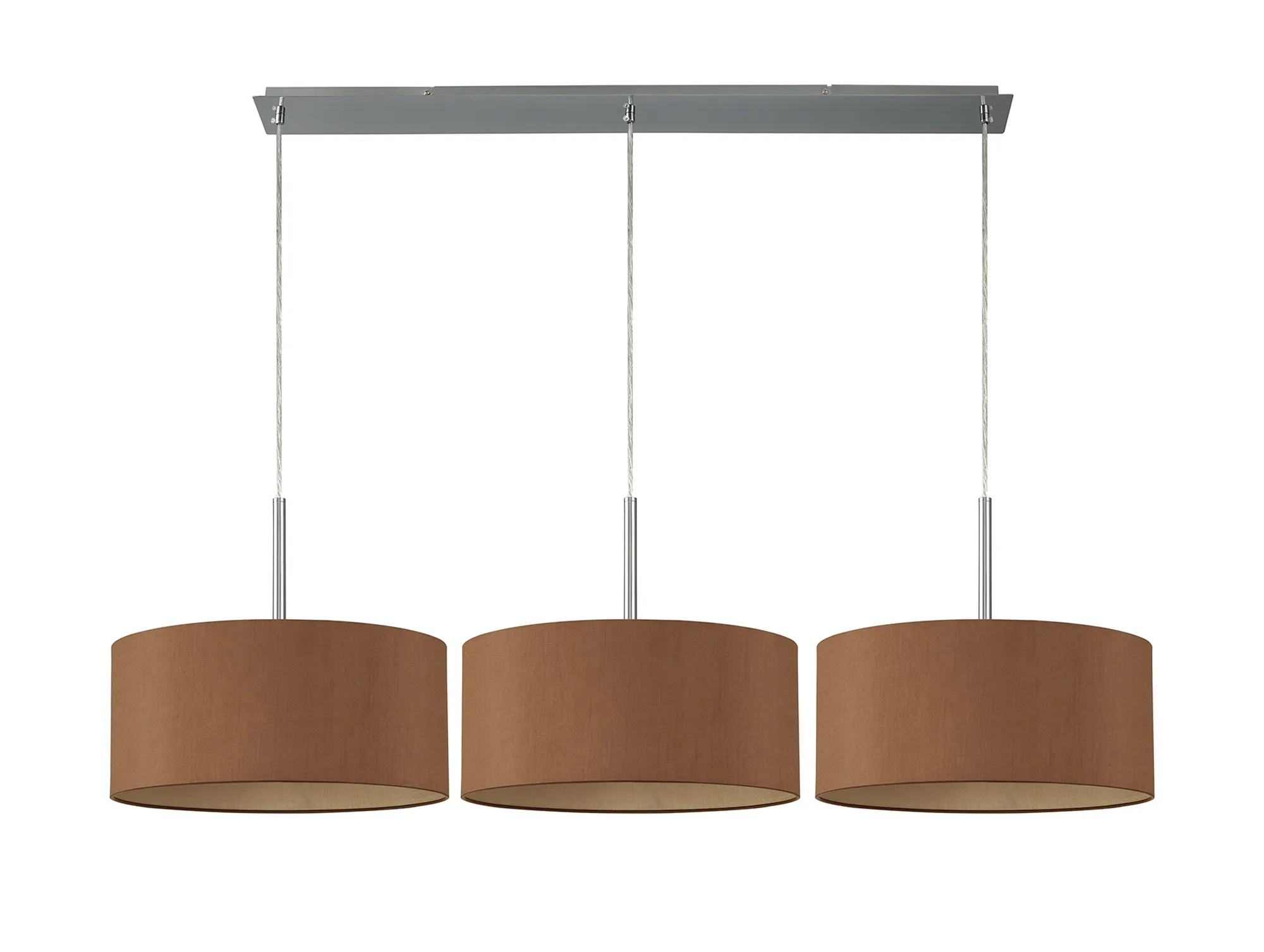Baymont 40cm Shade 3 Light Pendant Polished Chrome, Raw Cocoa/Grecian Bronze DK0564  Deco Baymont CH RC